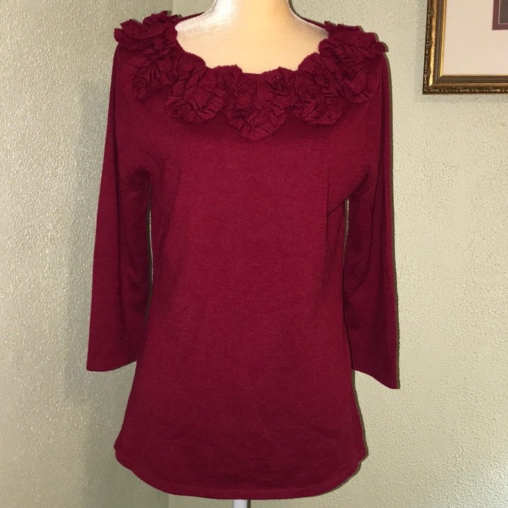 Color Works Cranberry Sweater Size Large